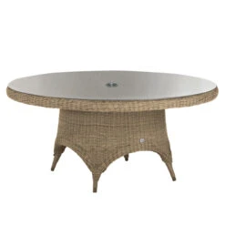 4 Seasons Outdoor - Victoria Rattan Dining Table 170cm With Glass Inc. Hole - Pure