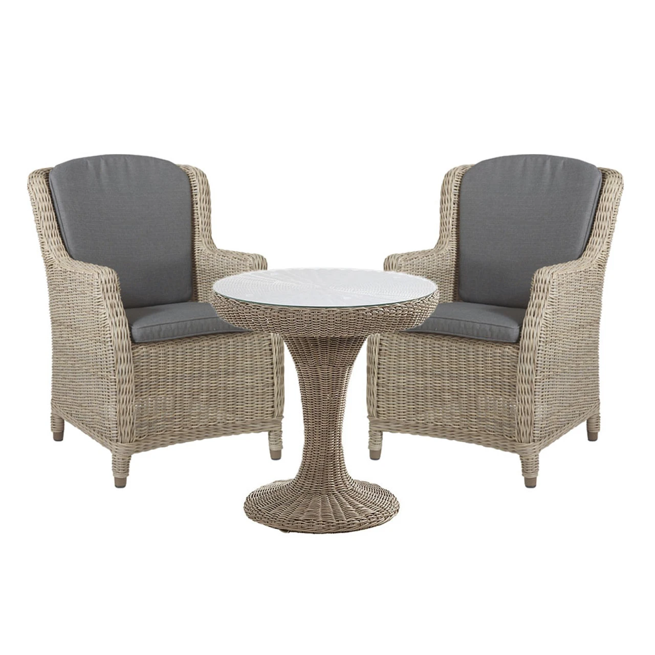 4 Seasons Outdoor - Brighton 3 Piece Rattan Bistro Set With 70cm Victoria Table, Pure 3 4 Seasons Outdoor - Brighton 3 Piece Rattan Bistro Set With 70cm Victoria Table, Pure