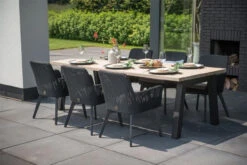4 Seasons Outdoor - Lisboa 6 Seater Rattan Set With 240cm X 100cm Rectangular Table Polyloom Anthracite -Garden Outdoor Shop 4 seasons outdoor lisboa 6 seater rattan set with 240cm x 100cm rectangular table polyloom anthracite lifestyle2 56367.1628331296
