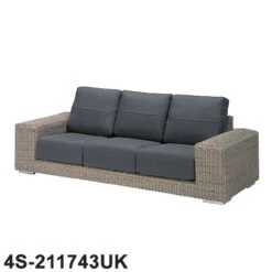 4 Seasons - Kingston 3 Seater Rattan Sofa With 6 Cushions - Pure