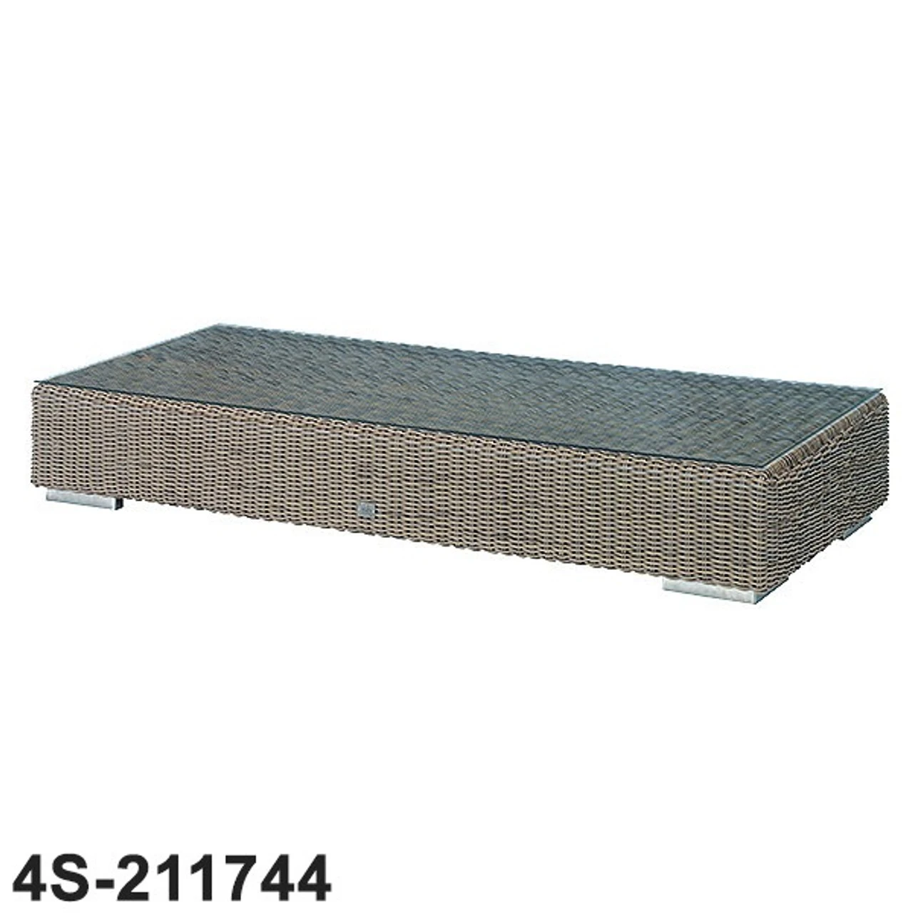 4 Seasons - Kingston Rattan Coffee Table 180cm X 80cm X 35cm With Glass - Pure 3 4 Seasons - Kingston Rattan Coffee Table 180cm X 80cm X 35cm With Glass - Pure