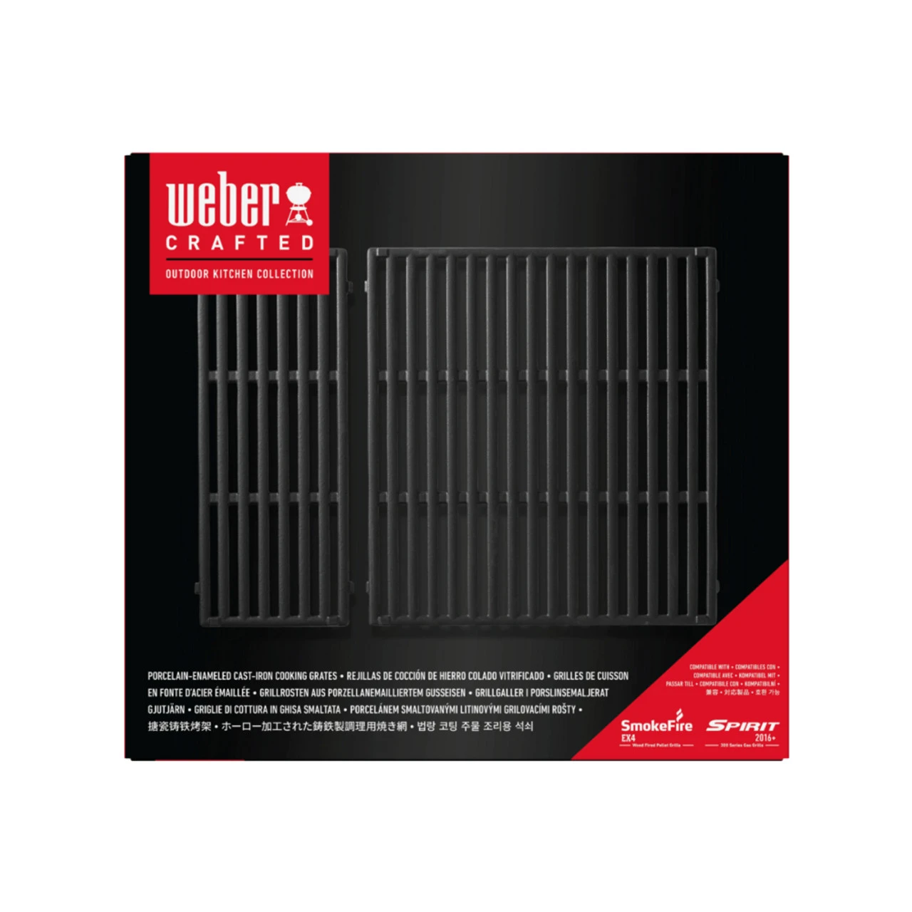 Weber® Crafted Porcelain-Enamelled Cast Iron Cooking Grates, Fits Spirit 300 Series & SmokeFire EX4 4 Weber® Crafted Porcelain-Enamelled Cast Iron Cooking Grates, Fits Spirit 300 Series & SmokeFire EX4 - Image 2
