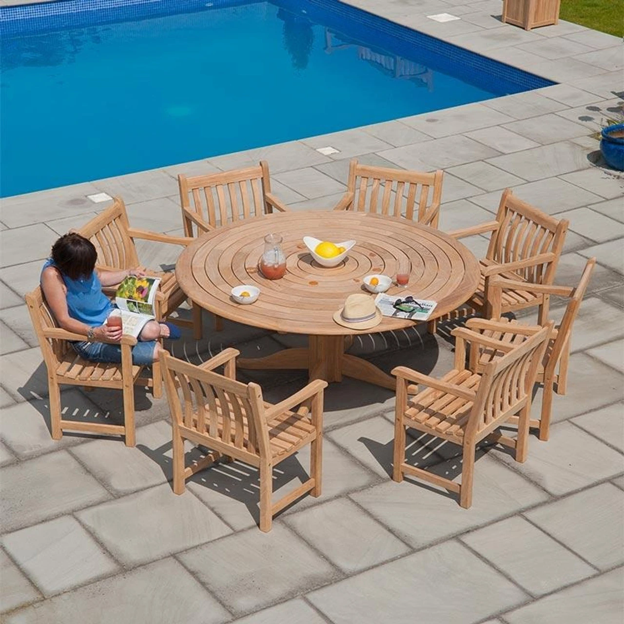 Alexander Rose Roble 8 Seater Set With Integral Lazy Susan 175cm, Oatmeal 3 Alexander Rose Roble 8 Seater Set With Integral Lazy Susan 175cm, Oatmeal