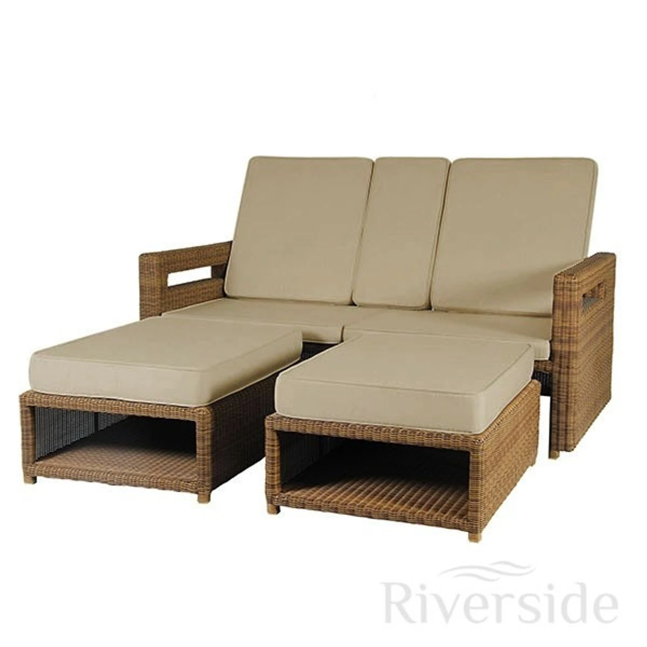 Alexander Rose San Marino Lover's Rattan Garden Recliner With Oatmeal Cushions 3 Alexander Rose San Marino Lover's Rattan Garden Recliner With Oatmeal Cushions