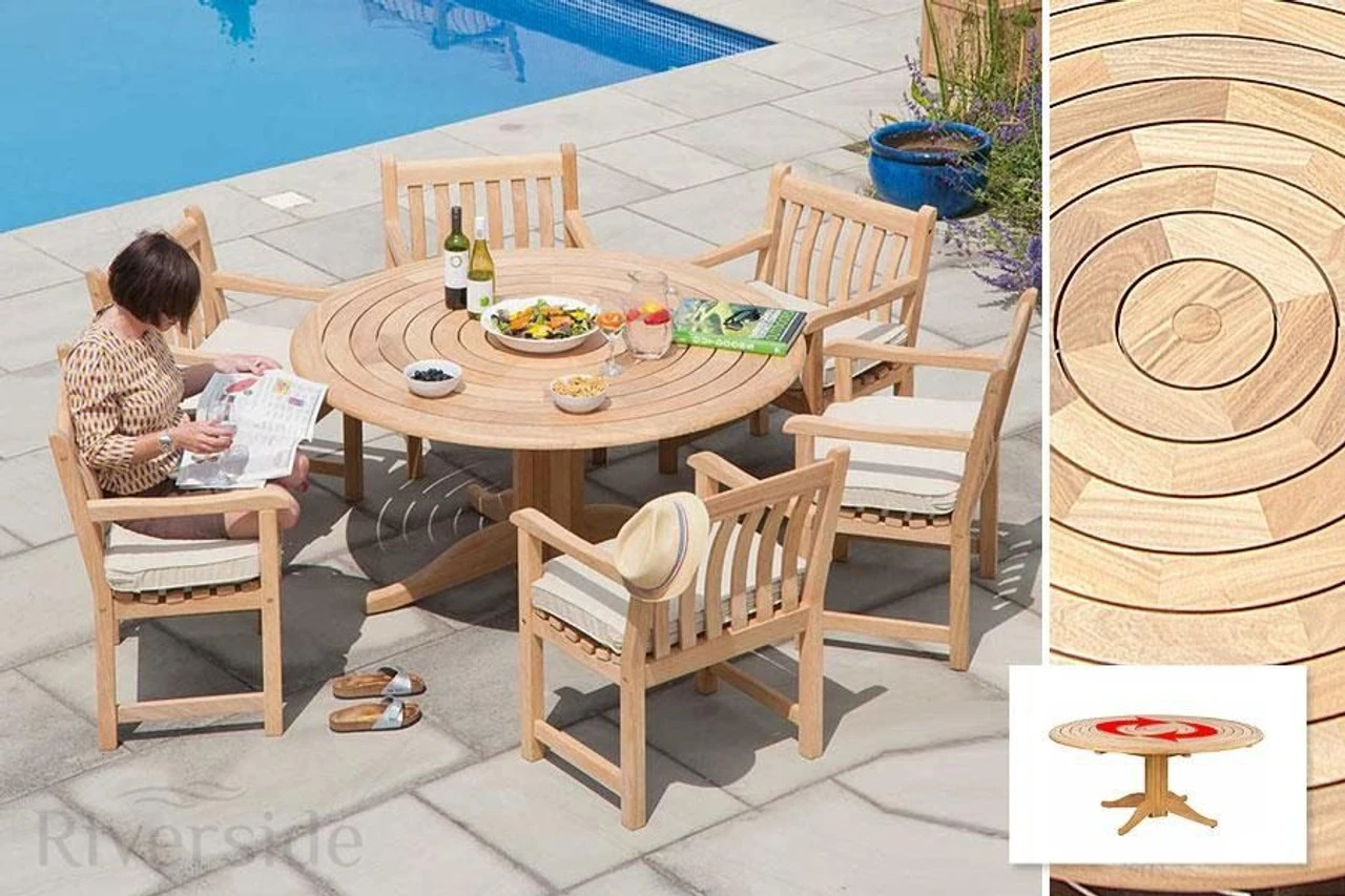 Alexander Rose Roble 8 Seater Set With Integral Lazy Susan 175cm Oatmeal 6 Alexander Rose Roble 8 Seater Set With Integral Lazy Susan 175cm Oatmeal - Image 4