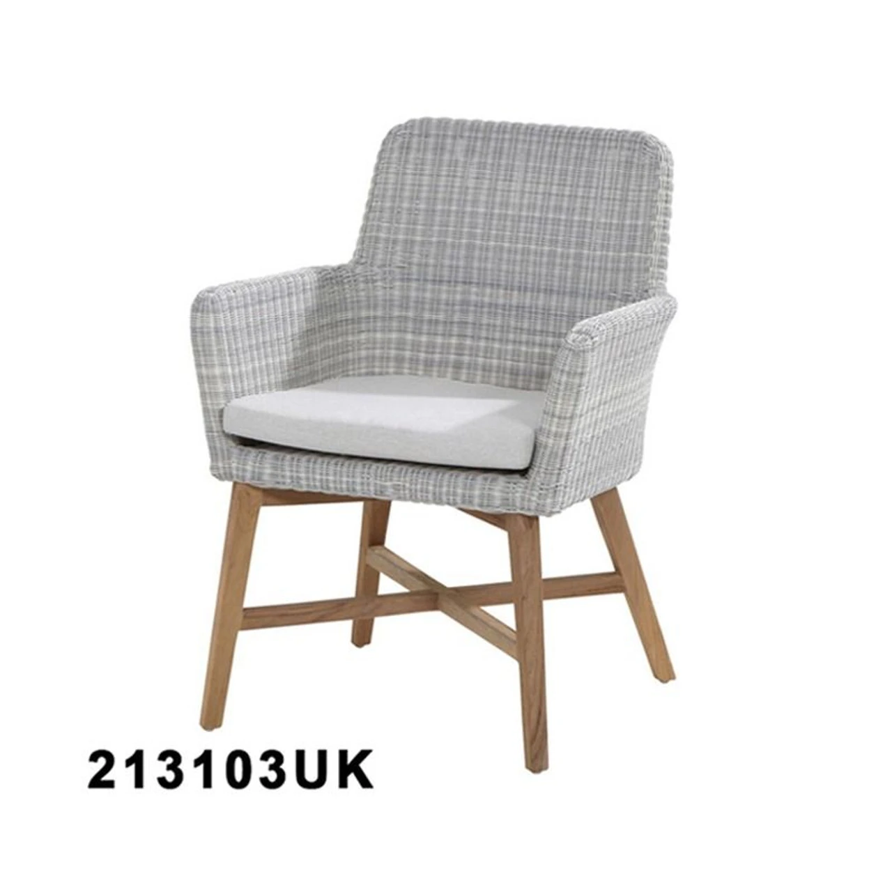 4 Seasons Outdoor - Lisboa 6 Seater Rattan Dining Set With Louvre Dining Table 160cm, Polyloom Ice - Image 2