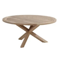 4 Seasons Outdoor - Lisboa 6 Seater Rattan Dining Set With Louvre Dining Table 160cm, Polyloom Ice -Garden Outdoor Shop louvre round table 160 65769.1628331334