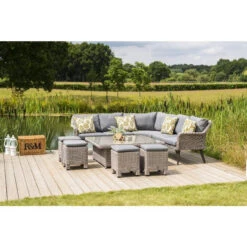 4 Seasons Outdoor - Memphis XL Cosy Dining Set, Polyloom Pebble -Garden Outdoor Shop nbydmina 49482.1628345822