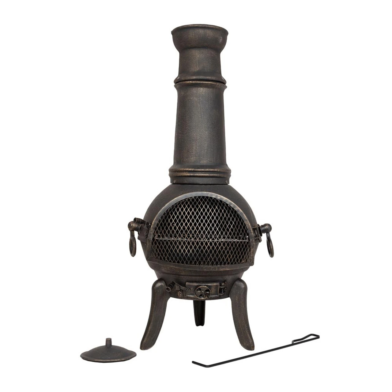 Sierra Cast Iron Chimenea W/Grill XL Bronze 125cm 3 Sierra Cast Iron Chimenea W/Grill XL Bronze 125cm