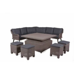 4 Seasons Outdoor - Memphis XL Cosy Dining Set, Polyloom Pebble -Garden Outdoor Shop table up 28696.1628345822